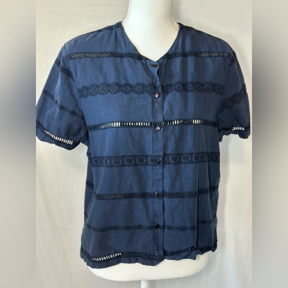 ONLY BLUE- button down blouse top, size S.